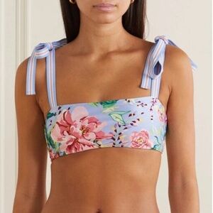 Zimmermann sz 1 Bellitude Floral Swimsuit Bikini Top Cornflower Blue